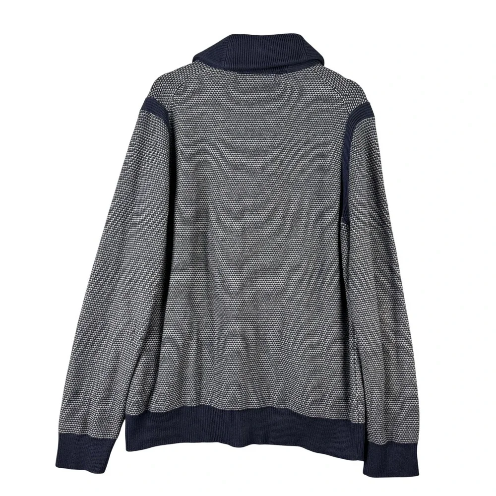 Banana Republic Mens XL Navy Blue Birdseye Shawl Collar Grandpa Cardigan Sweater